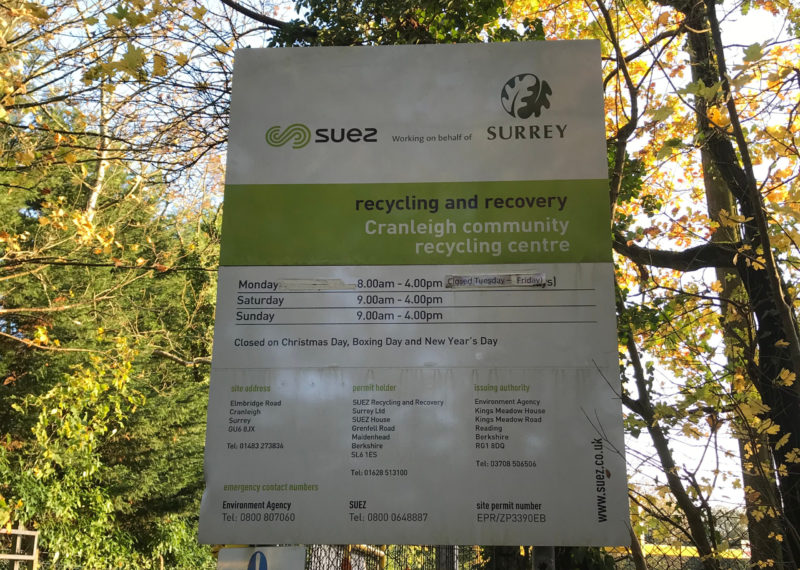 Cranleigh Recyling centre opening hours